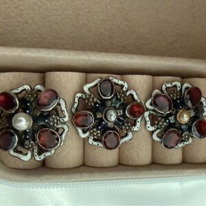 Vintage Floral Garnet Earrings and ring set